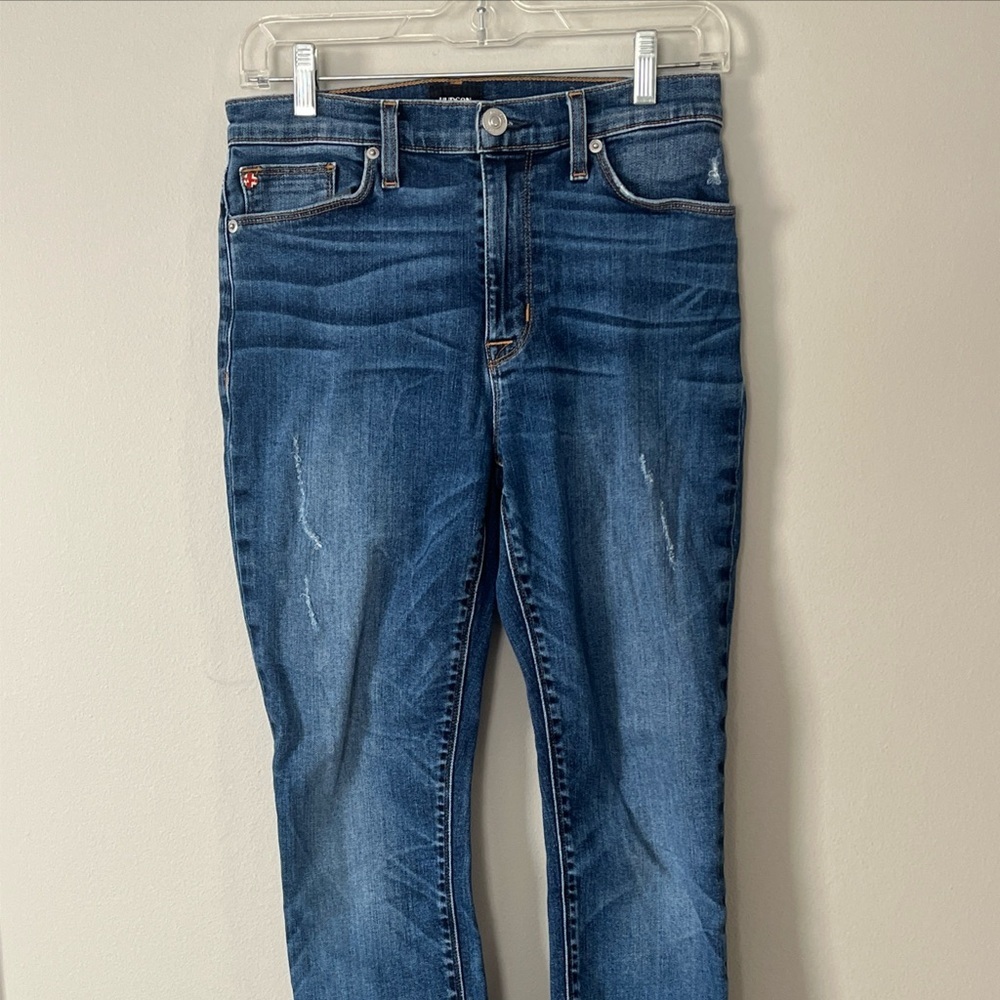 Hudson Jeans Women’s 28 Med Wash Barbara High Waist Distressed Denim Raw Hem